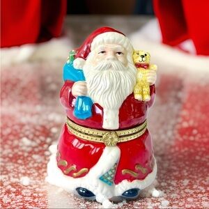 Mr. Christmas Porcelain Santa Trinket Box – Animated Musical Figurine